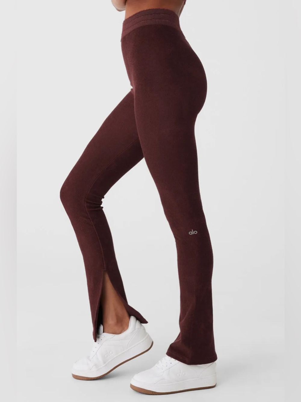 Alo Yoga Seamless Luxe Terry High-Waist Cuddle Legging Cherry Cola